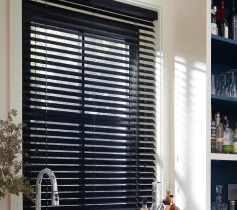 2 Inch Black Faux Wood Blinds - DS Shading