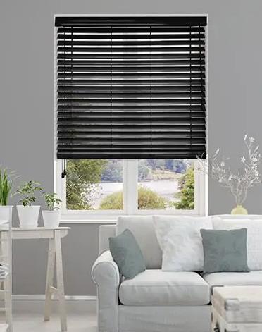 2 Inch Black Faux Wood Blinds